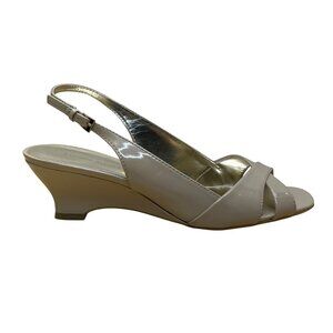 Etienne Aigner Women’s Beige Slingback Wedge Sandals Size 8.5